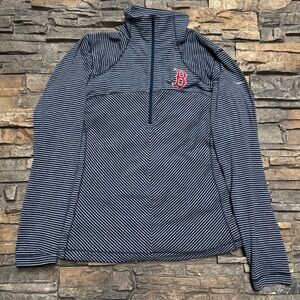 Boston Red Sox Jacket Women's XL Pullover Blue White 1/4 Zip Sweater Stretch